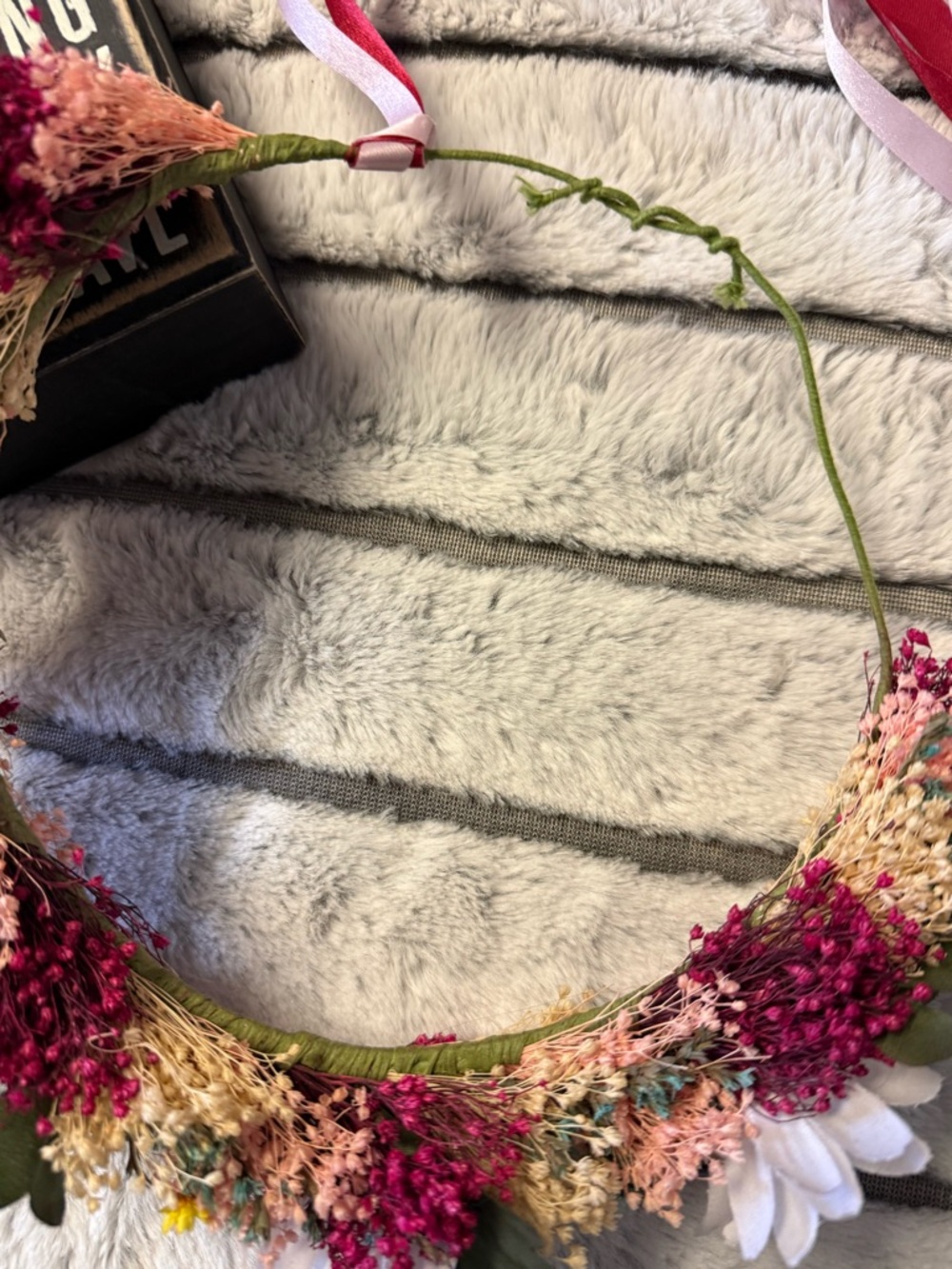 Girls Floral Ribbon Headband in Pink & White - Picture 5 of 6